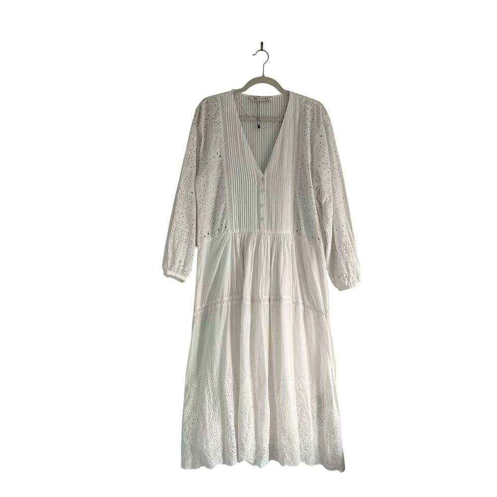 Zara White Eyelet Maxi Dress - Picture 2 of 11